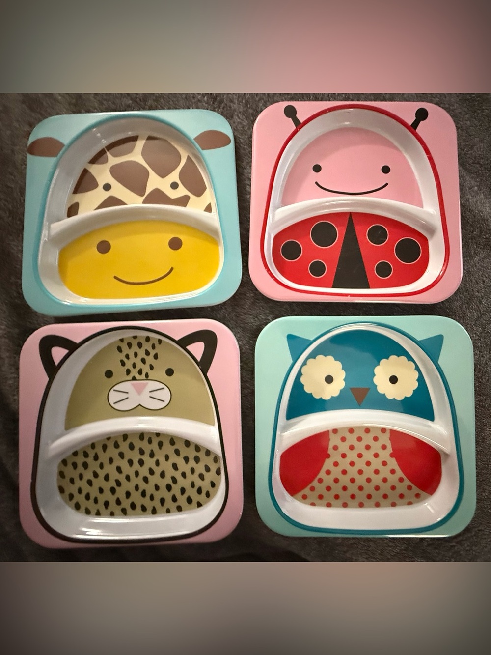 Skip Hop Zoo Melamine Divided Plates For Kids set 4